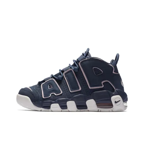 Nike Air More Uptempo Грозовой синий Амортизация Износостойкий MID Топ Детские Баскетбольные кроссовки Чёрно-синий