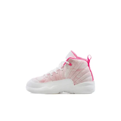 Jordan Air Джордан 12 Противоскользящие Устойчивые к износу Высокие Детские Баскетбольные кроссовки Розовые