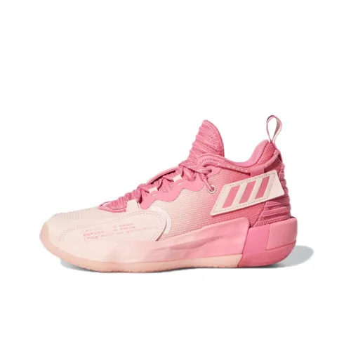 Adidas D Lillard 7 Extply J Амортизация Износостойкий MID Топ Детские Баскетбольные Кроссовки Розовые