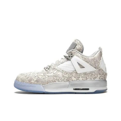 Jordan Air Джордан 4 Ретро Лазерный Устойчивый к абразиву MID Топ Детские Баскетбольные кроссовки Белый золотой