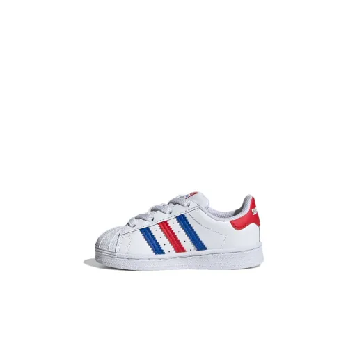 Adidas Originals Superstar Series Устойчивая к истиранию Низкая Обувь для малышей Белый Синий Красный Младенец и Малыш