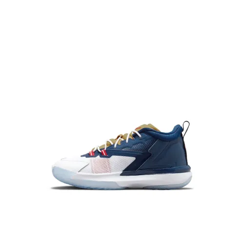 Джордан Zion 1 MID Топ Детские Баскетбольные Кроссовки Белый Синий Детский Возраст 3-7 Лет