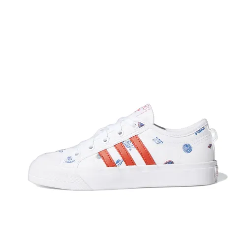 Adidas Originals NIZZA Устойчивый к истиранию низкий топ для скейтбординга для детей белый и оранжевый