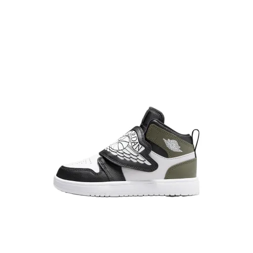 Джордан Sky Jordan 1 Детские баскетбольные кроссовки MID Топ Черный/Средний оливковый/Белый Kids