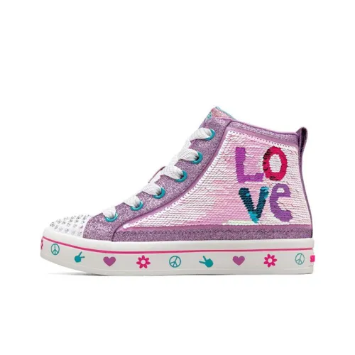 Skechers Twi Lites 2,0 High Топ Детские Скейтбординги Розово-синие Подростки