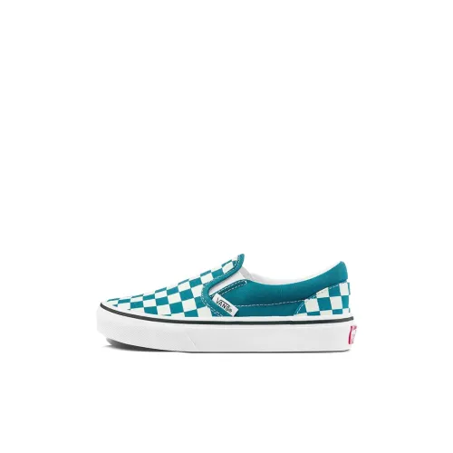 VANS Низкий Топ Детские Скейтбординги Белый Зеленый Шахматный Узор Дети Возрастом 3-7 Лет