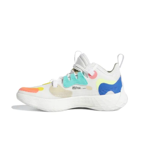 Adidas Harden Vol.5 J Противоскользящие Устойчивые к истиранию Низкие Баскетбольные Кроссовки Белый Оранжевый Подростки