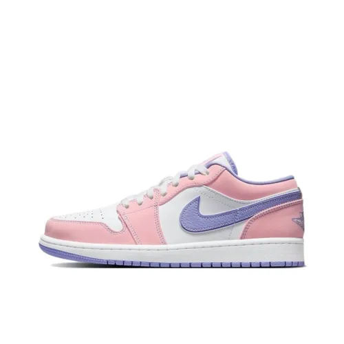 Jordan 1 Low 'Arctic Punch' Амортизация Износостойкий Низкий Топ Детские Баскетбольные Кроссовки Белый Фиолетовый Розовый
