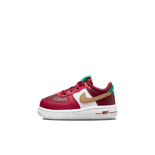 Nike Air Force 1 Slip Resistant Abrasion Resistant Легкий Низкий Топ Обувь для малышей Красный Белый Infant и Toddler