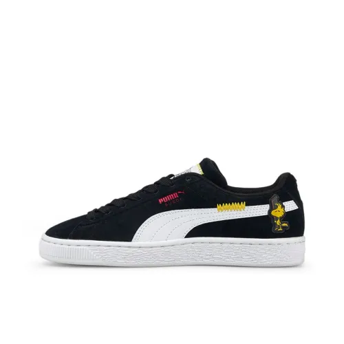 Peanuts X PUMA Suede Series Classic XXI Low Топ Детские Скейтбординги Черный Белый Подростки