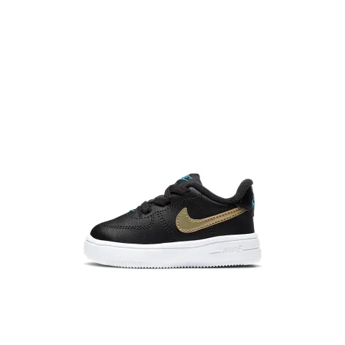 Nike Air Force 1 '18 Противоскользящий Баланс Легкий Низкий Топ Обувь для малышей Черный Золотой Infant And Toddler