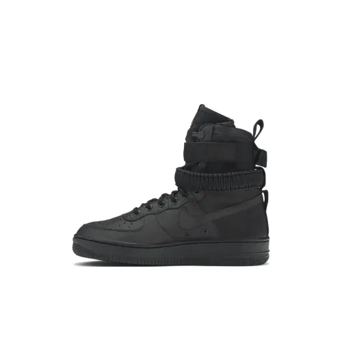 Nike Air FORCE 1 Triple Black Coating Lower Resistant High Top Skateboarding Shoes Women's Black