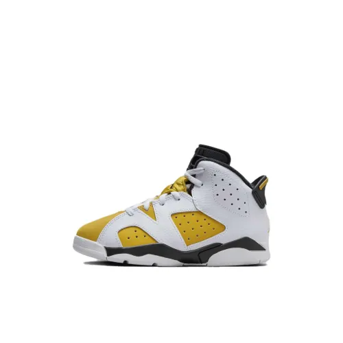 Jordan Air Jordan 6 Детские баскетбольные кроссовки High Топ Белый Черный Охра Для дошкольников