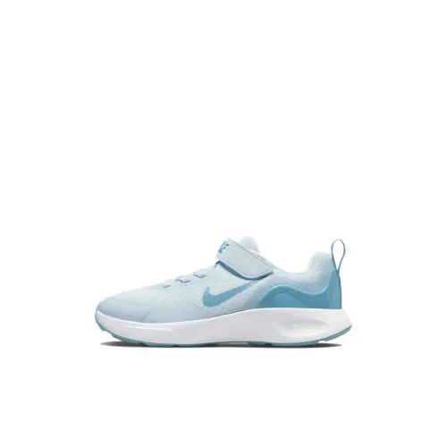 Nike Wearallday Slip-resistant Амортизация Устойчивость к истиранию Низкий топ Детская беговая обувь Светло-синий
