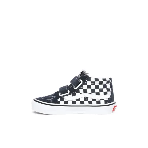 Vans SK8 MID Топ Детские Скейтбординги Сине-белая шахматная доска для детей 3-7 лет