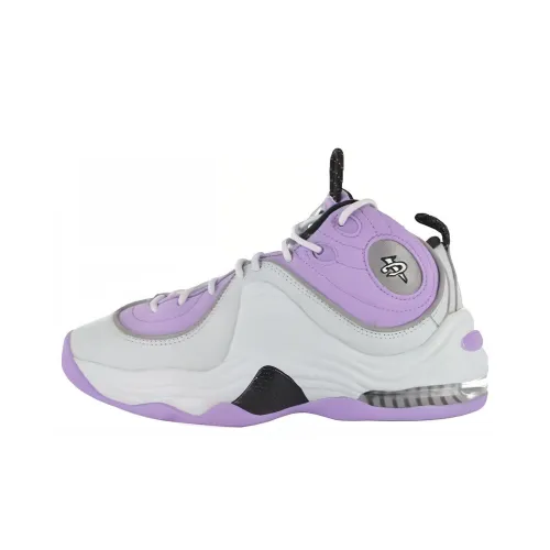 Nike Air Penny II Амортизация Износостойкий MID Топ Детские Баскетбольные Кроссовки Белый Фиолетовый Подростки