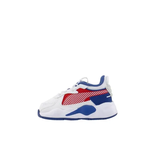 PUMA RS X Твердый Drive AC Кружево Вверх MID Топ Обувь для малышей Белый и синий цвет Infant And Toddler