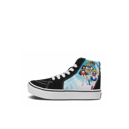 MEISHAONVZHANSHI x Vans SK8 Comfycush Высокий Топ Детские Скейтбординги Черный Белый Синий для Детей Возрастом 3-7 Лет