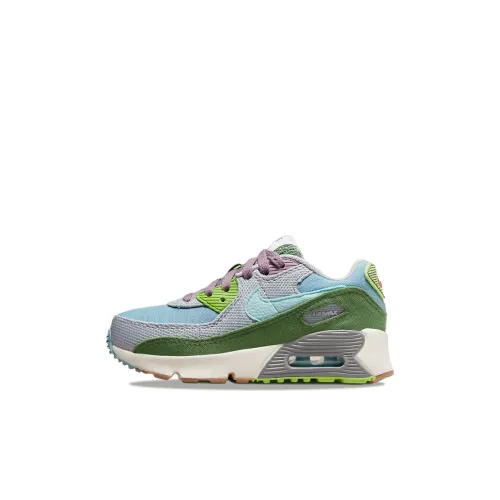 Nike Air Max 90 Kids Lifestyle Shoes Сине-зеленый Детские обувь для детей 3-7 лет