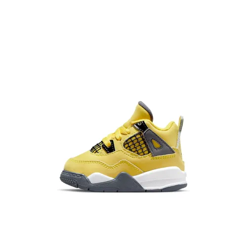 Jordan Air Джордан 4 Ретро 'tour Желтый' MID Топ Винтажные баскетбольные кроссовки Черно-желтый для малышей и детей младшего возраста