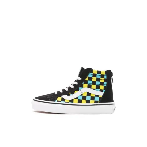 Vans SK8 Slip-resistant Abrasion-resistant High Top Skateboarding Shoes Black Green Yellow Children Aged 3-7 Years Вансы SK8 Противоскользящие Износостойкие Высокие Кроссовки для Скейтбординга Черные Зеленые Желтые Дети Возрастом 3-7 Лет