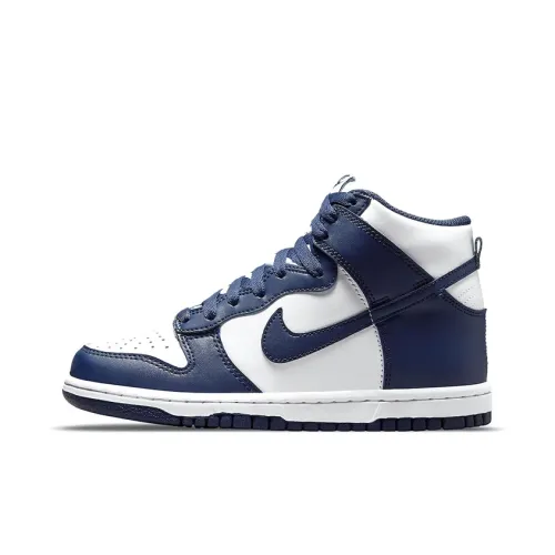Nike Dunk High Темно-синий Whit Abrasion Resistant Высокий Топ Детские Скейтбординги Морской синий