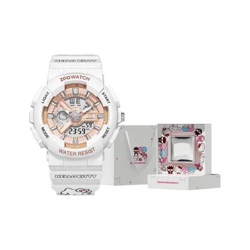 Zgo Sanrio Co Branded Электронный + Кварцевый Механизм Резиновый Ремешок Часы Женские Розовый Циферблат Часов