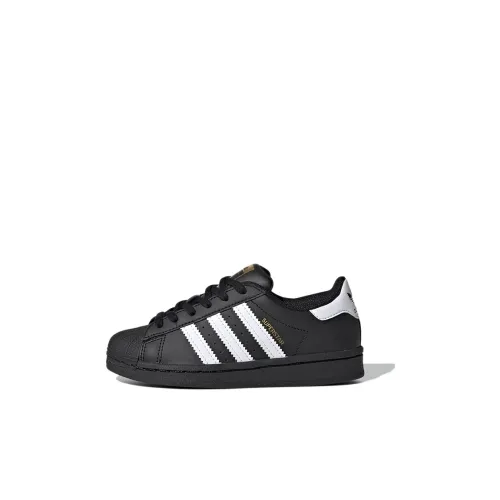 Adidas Originals SUPERSTAR Устойчивый к истиранию Низкий Топ Детские Скейтбординги Черный для детей 3-7 лет