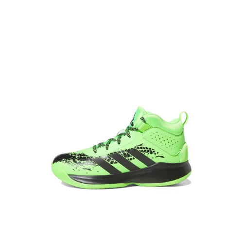 Adidas Cross Em Up 5 Противоскользящий Устойчивый к истиранию MID Топ Детские Баскетбольные кроссовки Зеленый Черный Детский