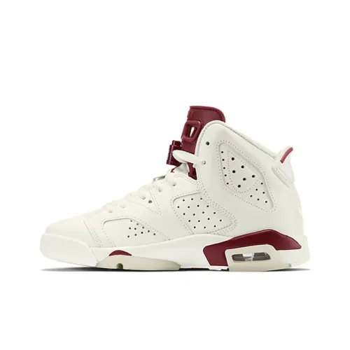 Jordan Air Jordan 6 Retro 'Бордовый' BG High Top Детские Баскетбольные Кроссовки Enchanting Red