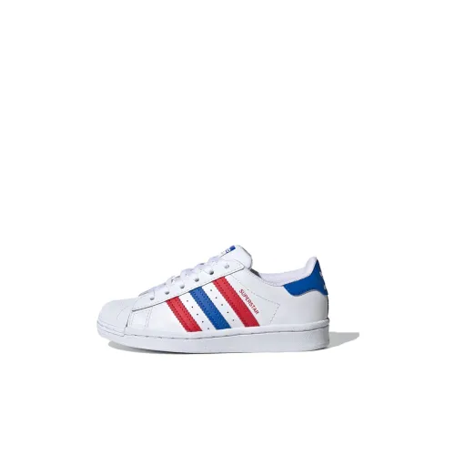 Adidas Originals Superstar Low Топ Кроссовки для скейтбординга Белый синий красный Дети 3 7 лет