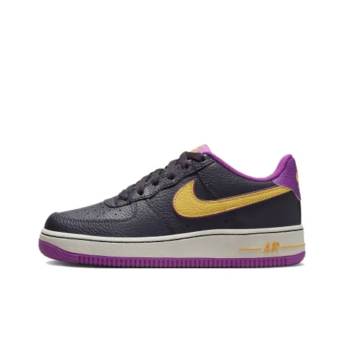 Nike Air FORCE 1 Lakers Alternate Устойчивый к истиранию Низкий Топ Детские Скейтбординг Черный Желтый Фиолетовый