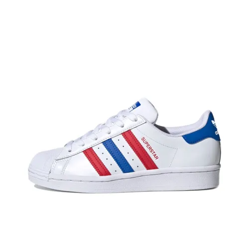 Adidas Originals Superstar J Low Топ Детский Скейтбординг Белый Красный Синий Подростки
