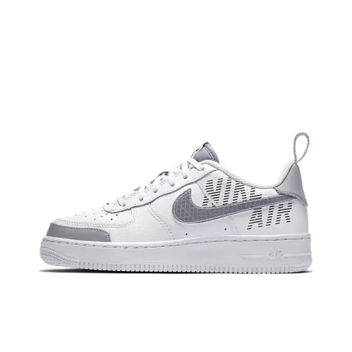 Nike Air FORCE 1 Slip-on Устойчивый к истиранию Низкий Топ Детские Скейтбординги Серый Белый