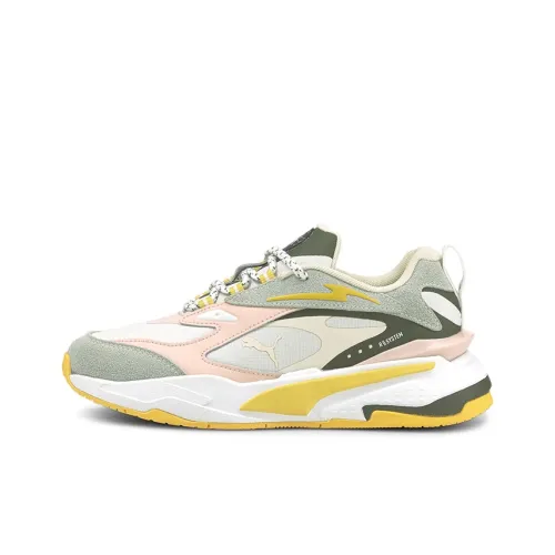 PUMA RS Fast Time4Change Low Топ Детские беговые кроссовки Серо-зеленый Розовый Подростки
