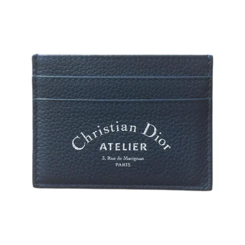 DIOR Grained Телячья кожа Держатель для карт Держатель для карт Мужской Темно-синий