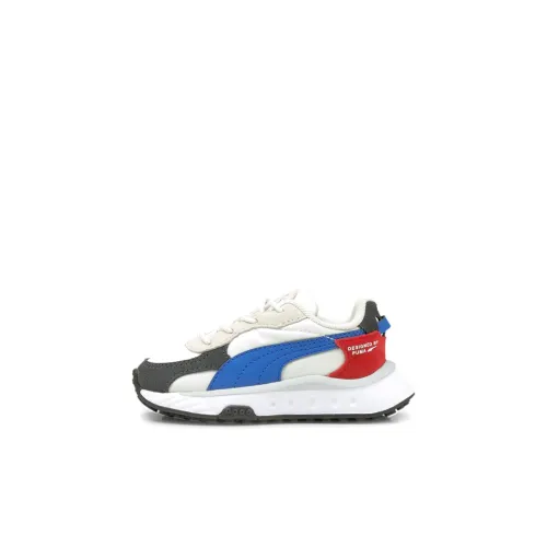 PUMA Wild Rider Rollin Low Топ Обувь для малышей Белый синий красный Infant And Toddler