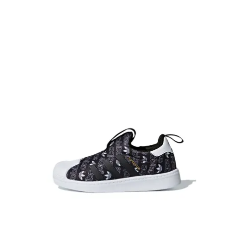 Adidas Originals SUPERSTAR 360 C Устойчивые к истиранию низкие скейтборд-кроссовки Черный Белый Для детей 3-7 лет