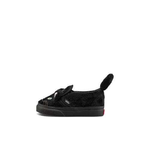 VANS Slip On V Plush Котенок Легкий И Износостойкий Низкий Топ Скейтборд Кроссовки Черный Для Малышей И Детей-Предшколов