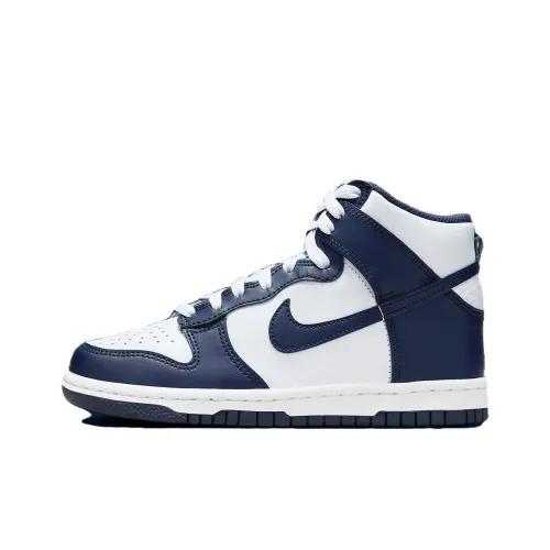 Nike Dunk High Slip-Resistant High Top Детские Скейтбординги Белый Синий Подростки