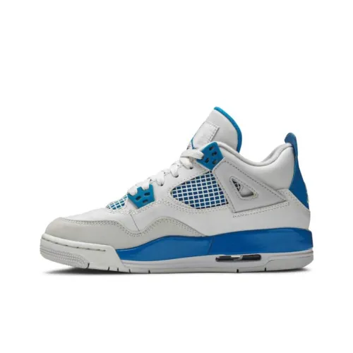 Jordan Air Jordan 4 Retro Военный стиль Синий 2012 MID Топ Детские Баскетбольные кроссовки Белый и синий цвет Подростки