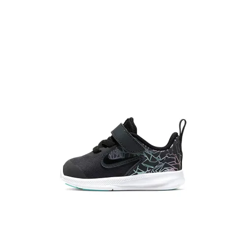 Nike Downshifter 9 Rebel Non Slip Легкий Низкий Топ Беговые кроссовки Черный Зеленый Для малышей и детей дошкольного возраста