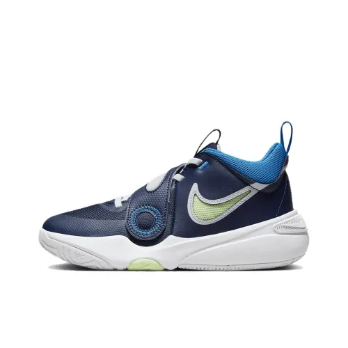 Nike Team Hustle D 11 Амортизация Износостойкий Низкий Топ Детские Баскетбольные Кроссовки Синий