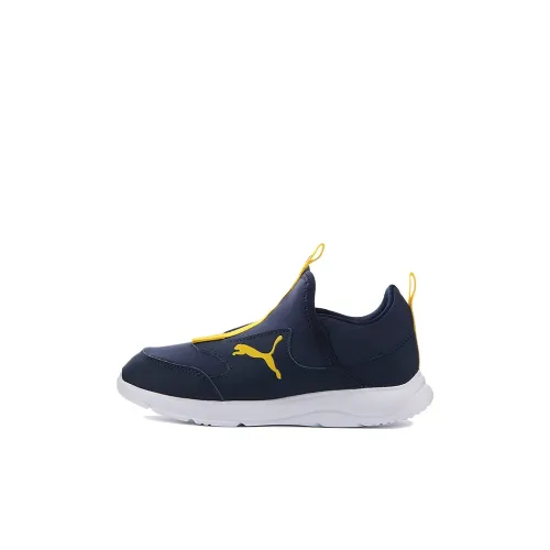 PUMA Fun Racer Slip-On Устойчивый к истиранию Поддержка Легкий Низкий Топ Детская Беговая Обувь Синий Желтый