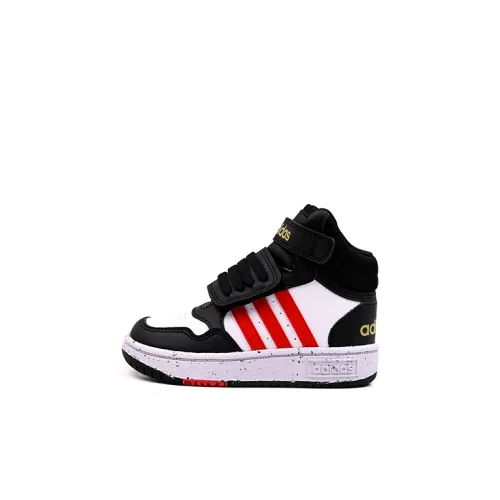 ADIDAS NEO Hoops Mid 3 Устойчивые к истиранию MID Топ Обувь для малышей Черный Красный Детский