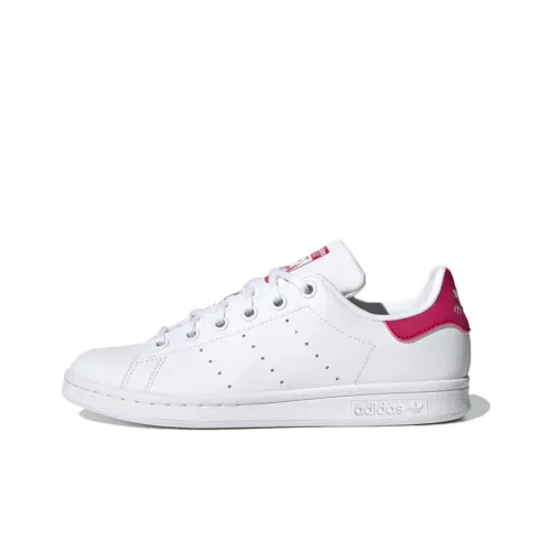 Adidas Originals Stan Smith J Дышащие Низкие Кроссовки для Скейтбординга Белые Розовые Красные Подростки
