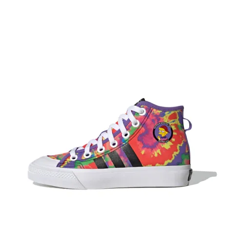 The Simpsons x Adidas Originals NIZZA Series Hi Rf J MID Топ Детские Скейтбординги Многоцветный Tie Dye Подростки