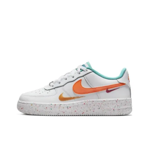 Nike Air FORCE 1 LV8 Slip-resistant Abrasion-resistant Low Top Детские Скейтбординг Белый Оранжевый