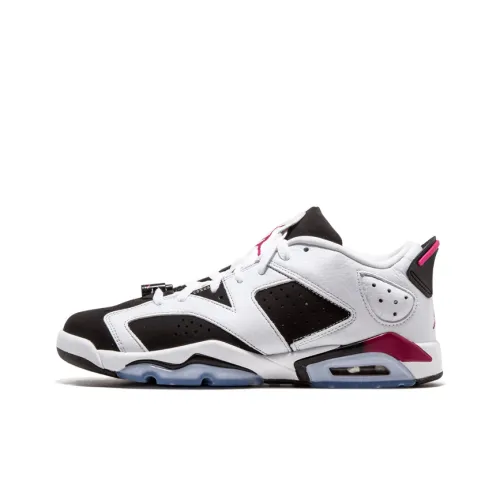 Jordan Air Jordan 6 Нижняя юбка Резистентные амортизаторы Низкий топ Детские баскетбольные кроссовки Белый черный Фуксия