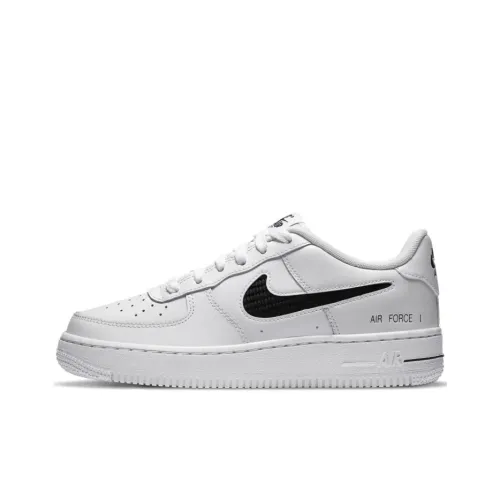 Nike Air FORCE 1 07 Slip Resistant Abrasion Resistant Низкий Топ Детский Скейтбординг Белый Черный Подростки